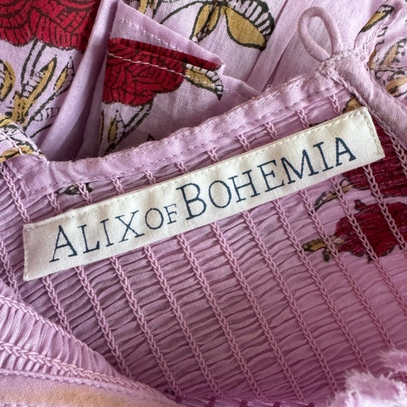 NWT ALIX OF BOHEMIA Smocked Cabana Ruby Rosette Cotton Mini Dress Pink Size S - Picture 7 of 11